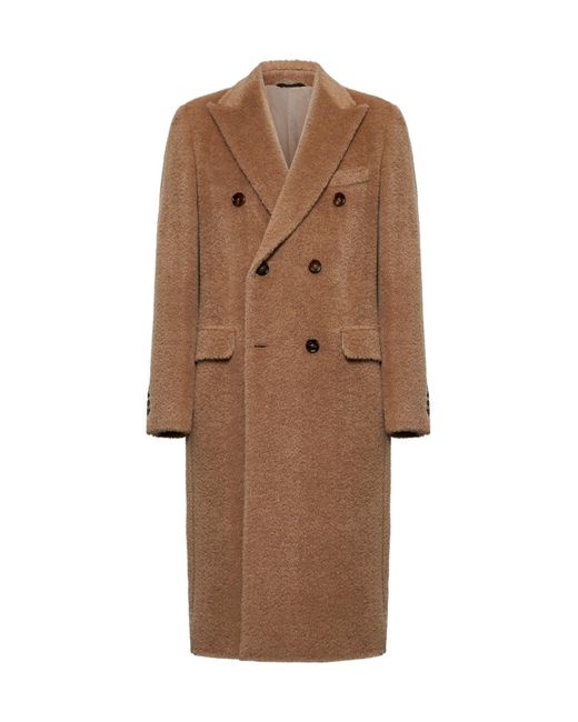 Dolce & Gabbana Brown Llama-Blend Double-Breasted Coat for men