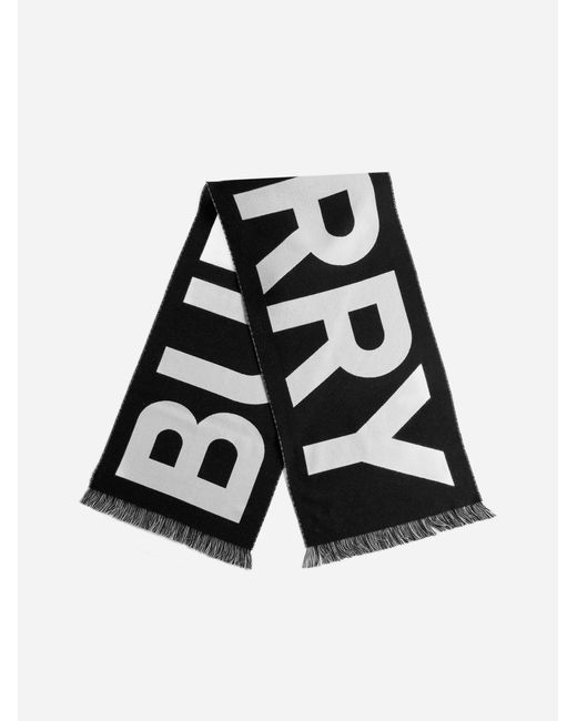Burberry Black Logo Wool Scarf for men