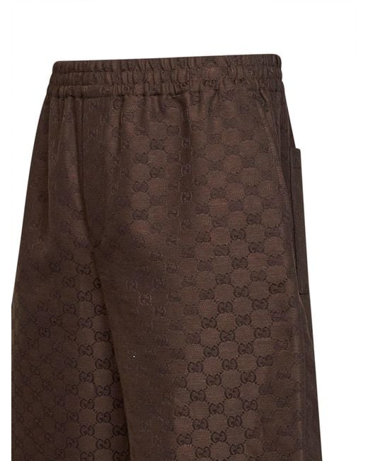 Gucci Brown Linen Blend Gg Canvas Shorts for men