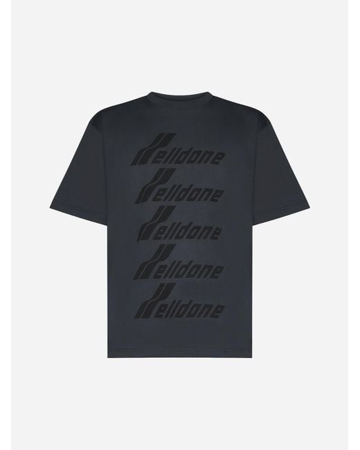 we11done Black Logo Cotton T-shirt for men