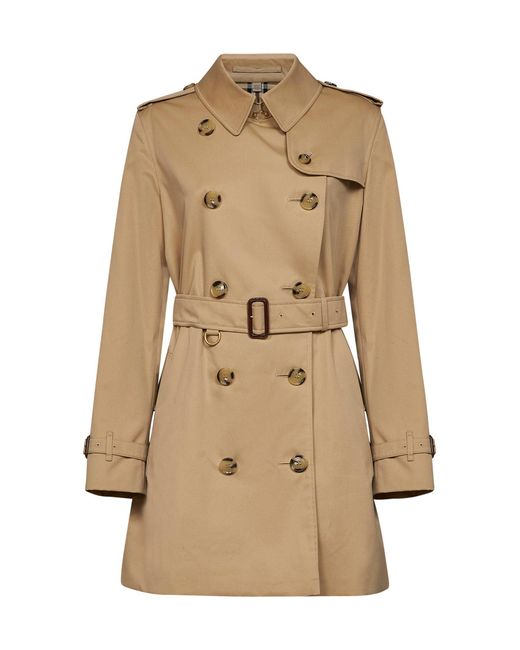 Burberry Natural Honey Heritage Kensington Short Trench Coat
