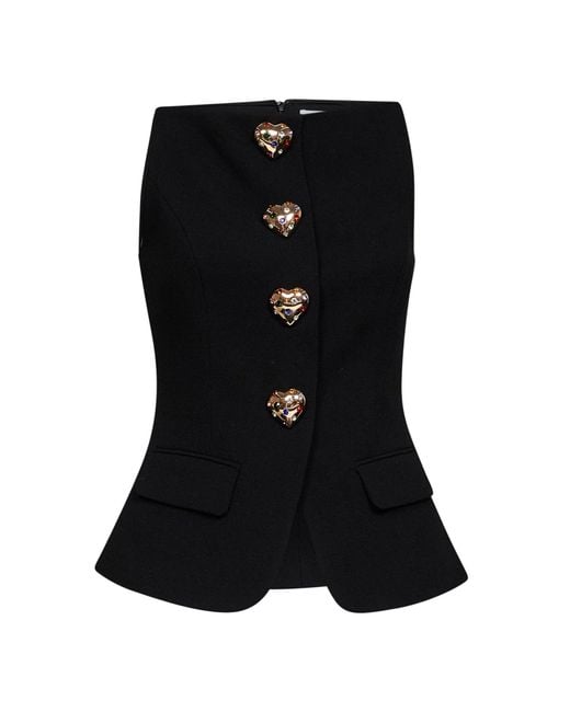 Self-Portrait Black Wool Crêpe Top