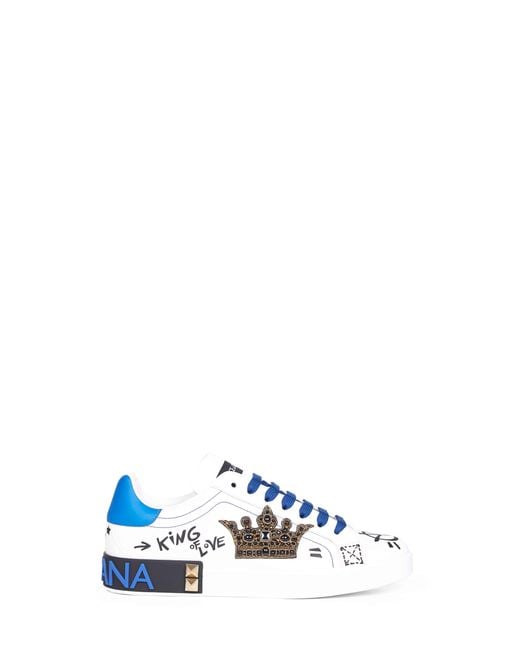 Dolce & Gabbana Blue Leather Portofino Sneakers for men