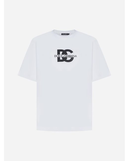 Dolce & Gabbana White Dg Logo Cotton T-shirt for men