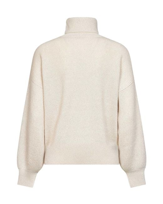 Brunello Cucinelli White Butter Lamé Cashmere Blend Knit Turtleneck Sweater