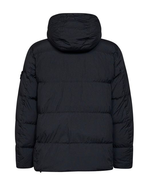 Stone Island Blue Crinkle Reps Ny Hooded Down Jacket for men