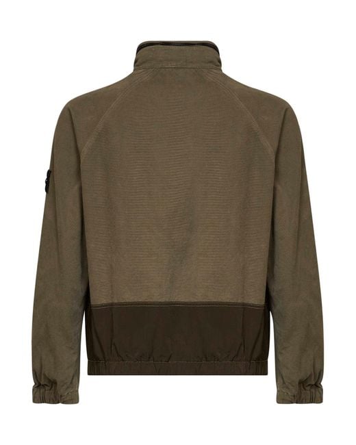 Stone Island Green Military Organic Panama Cotton And Nylon Overshirt for men