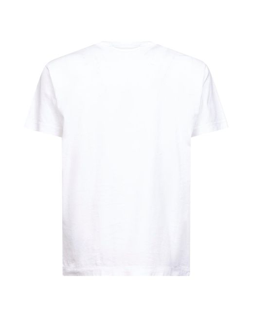 Stone Island White Logo Cotton T-Shirt for men