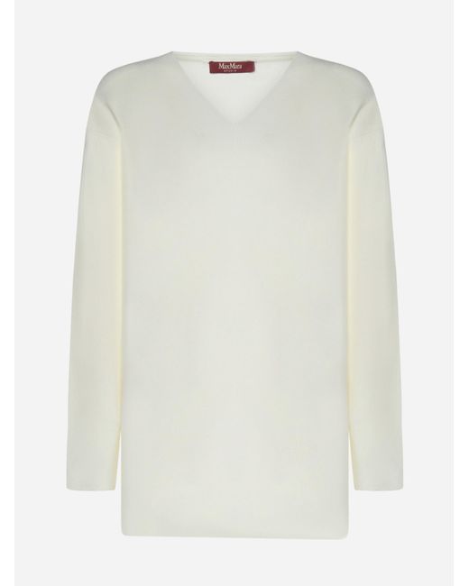 Max Mara Studio Synthetic Tropea Viscose-blend Sweater in White | Lyst
