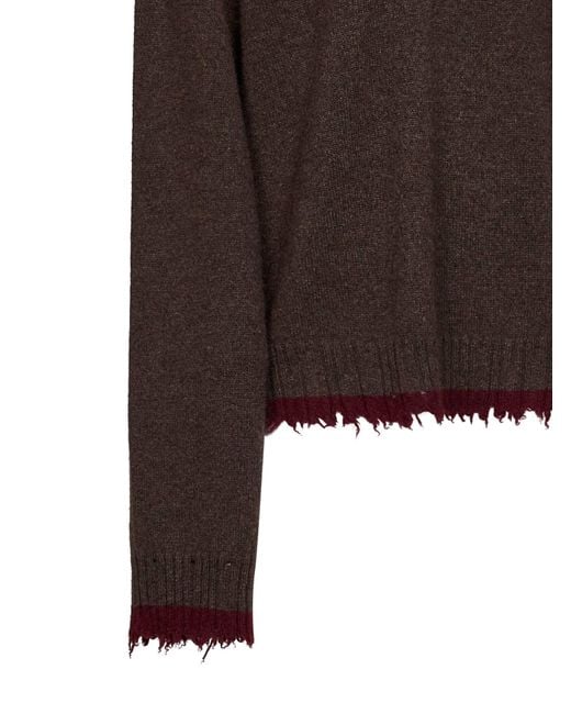 Uma Wang Brown Cashmere Sweater With Contrasting Trims