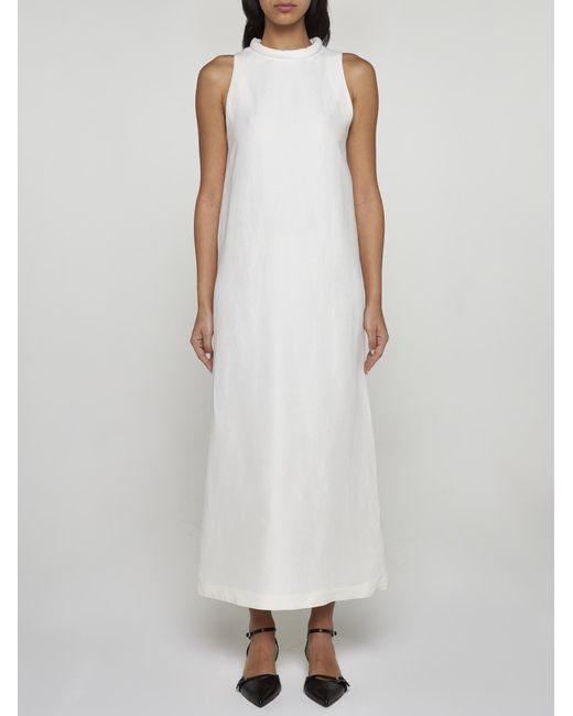 Loulou Studio White Rivida Viscose And Linen Long Dress