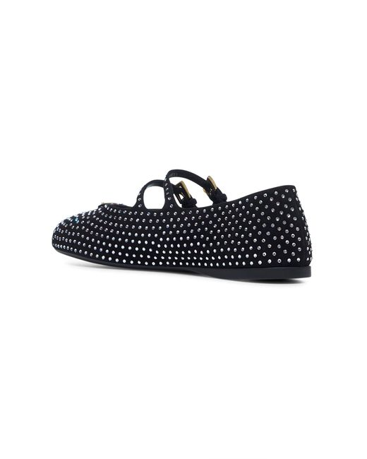 PRADA CALZATURE Black Ballerinas With Crystals