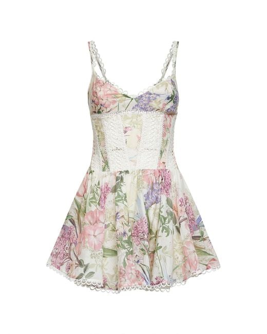 Charo Ruiz White Mini Dress Gardenia Cotton-Blend