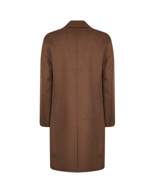 D 40 Brown Double Wool Single-Breasted Coat for men