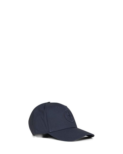 Stone Island Blue Cotton Rep Baseball Cap for men