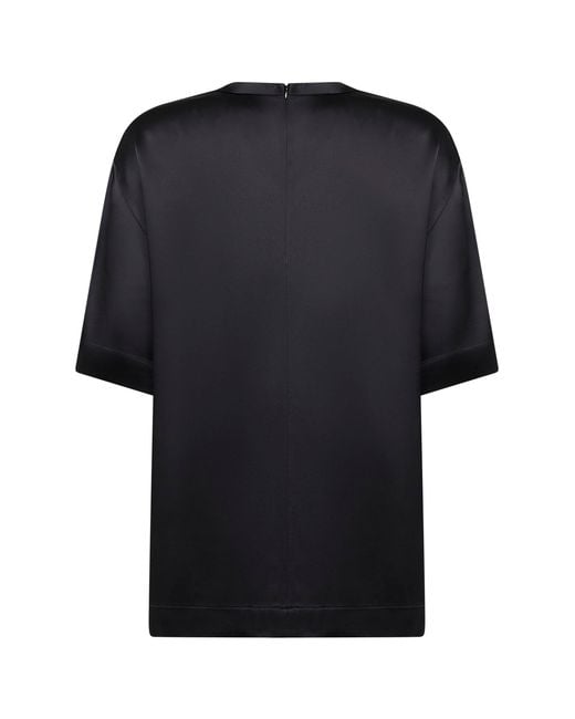 Totême Black Viscose Satin Crewneck T-Shirt
