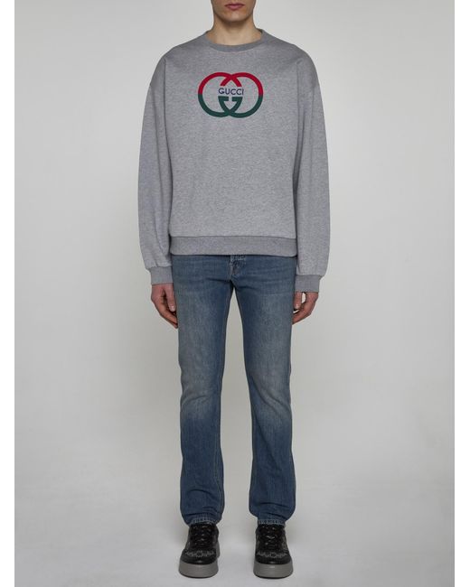 Gucci Gray Logo Cotton Sweatshirt for men