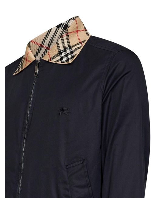 Burberry Blue Jacket Harrington Glenfields Gabardine for men