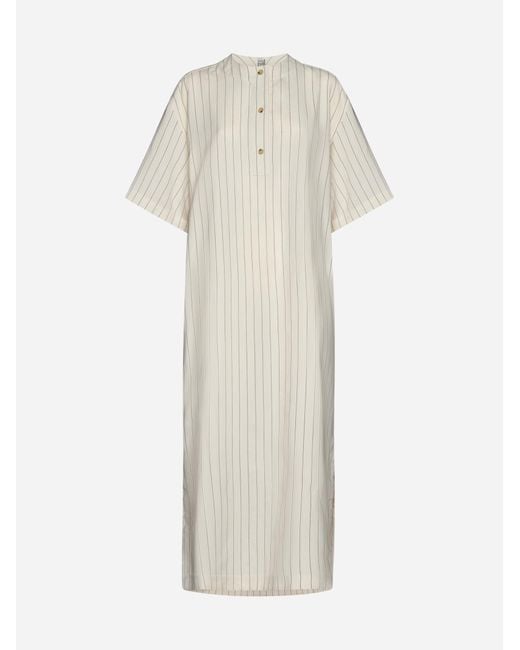 Totême  White Pinstriped Viscose-blend Tunic Dress