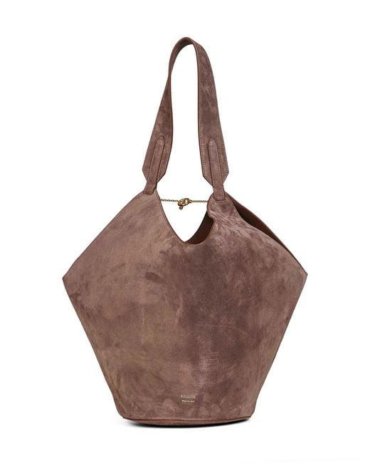 Khaite Brown Cedar Lotus Small Tote Bag