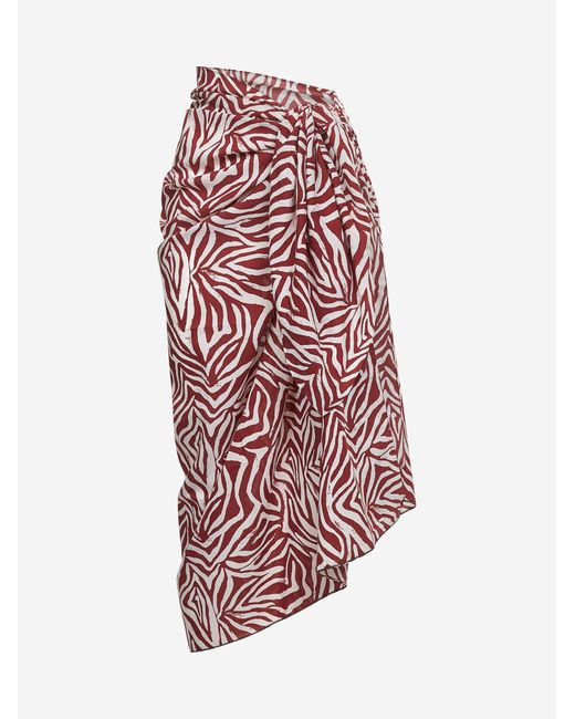 Brunello Cucinelli White Red Print Poplin Monili Pareo
