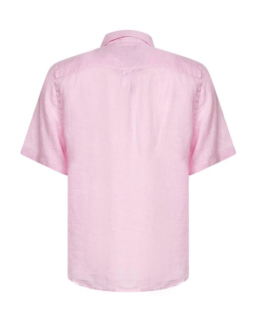 Mc2 Saint Barth Pink Linen Raphael Short-Sleeved Polo Shirt for men