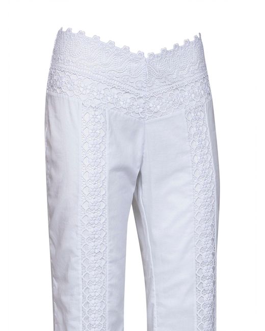 Charo Ruiz White Floral Lace And Voile Vianora Flared Trousers