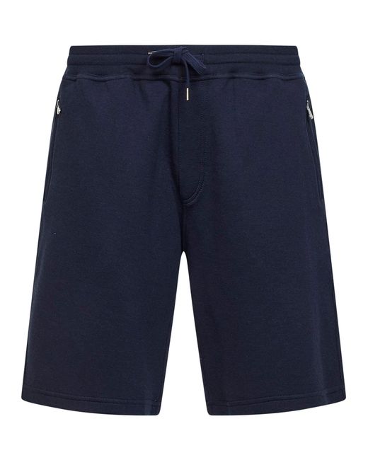 Brunello Cucinelli Blue Cobalt Double Fleece Bermuda Shorts for men