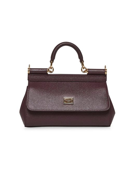 Dolce & Gabbana Brown Burgundy Small Sicily Handbag