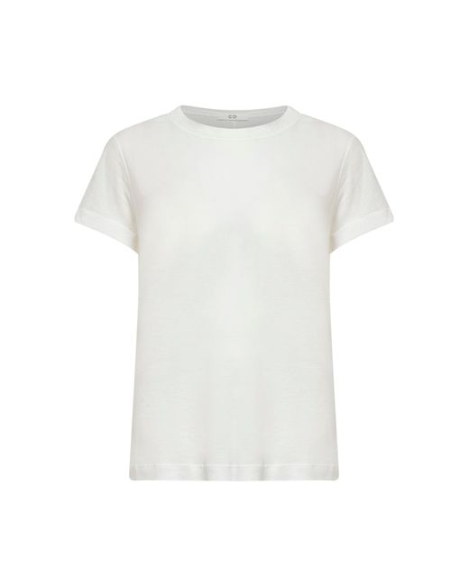 Co. White Ribbed Tton Jersey Crewneck T-Shirt