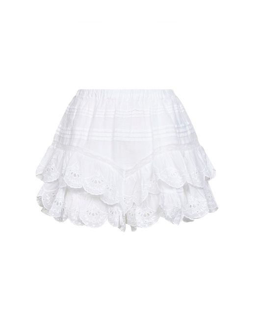 Isabel Marant White Cotton And Lace Jocadia Shorts