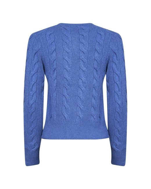 Polo Ralph Lauren Blue Dockside Heather Wool And Cashmere Cable Knit Cardigan