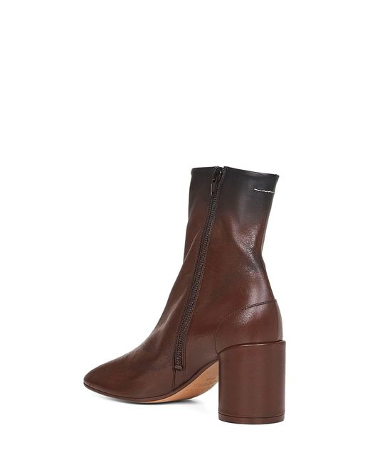 MM6 by Maison Margiela Brown Gradien-Effect Leather Anatomic Ankle Boots