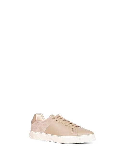 Ferragamo Natural Leather And Suede Clayton Low-Top Sneakers for men