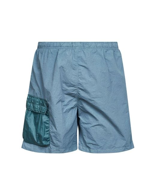 C P Company Blue Lens-Detail Cargo Swim Shorts for men