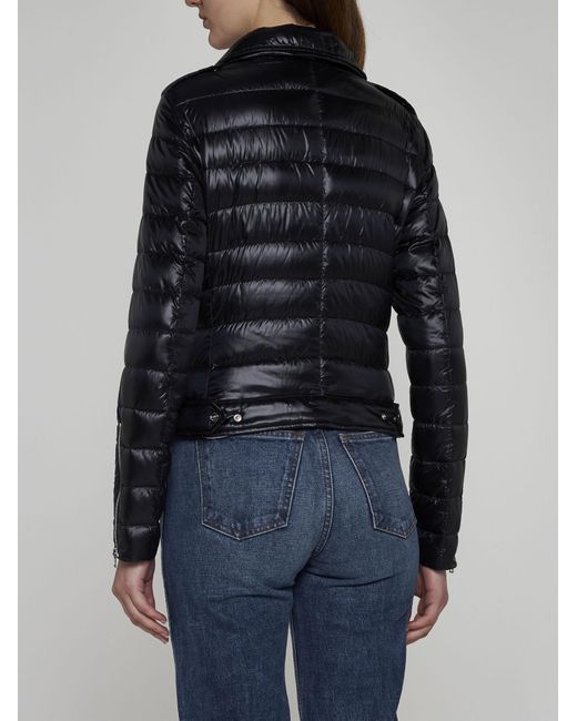 Herno Black Biker-style Quilted Nylon Down Jacket
