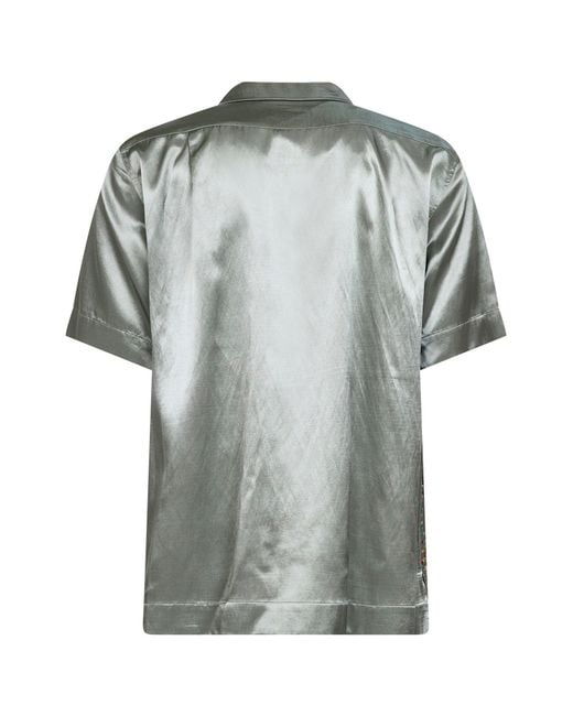 Dries Van Noten Gray Mint Viscose Blend Firework Sequin-Embellished Bowling Shirt for men