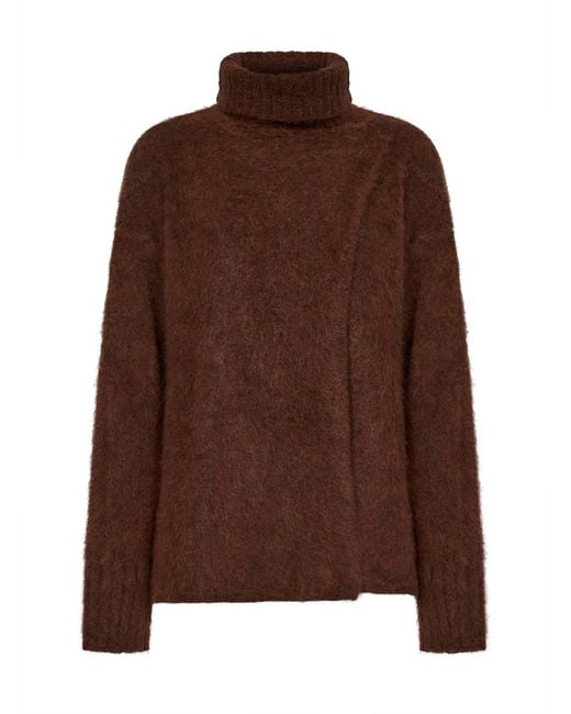 Uma Wang Brown Alpaca Blend Turtleneck Sweater