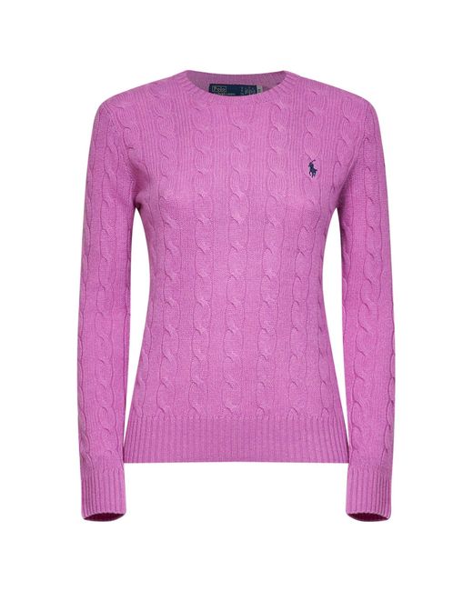 Polo Ralph Lauren Purple Thistle Cable-Knit Wool And Cashmere Sweater