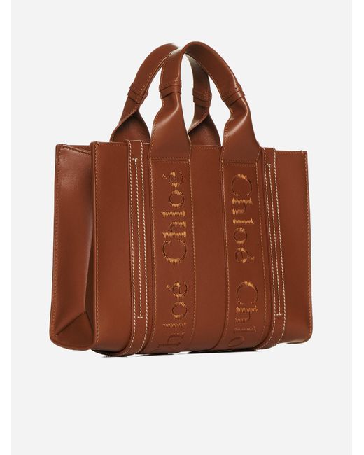 Chloé Brown Woody Medium Leather Tote Bag