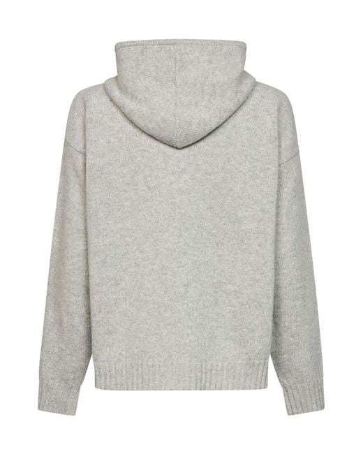 MM6 by Maison Margiela Gray Melange Wool Blend Knit Hoodie With Signature for men