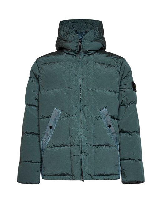 Stone Island Green Ocean Nylon Metal Hooded Down Jacket for men