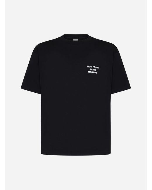 Drole de Monsieur Black Slogan Cotton T-shirt for men