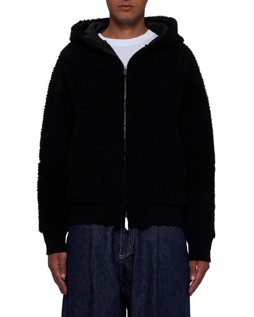 Salvatore Santoro Black Shearling And Leather Reversible Jacket for men