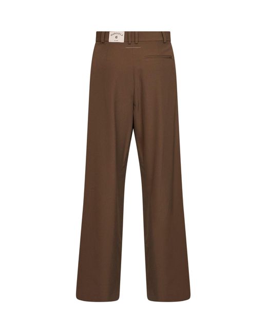 MM6 by Maison Margiela Brown Camel Wool Blend Pleated Trousers
