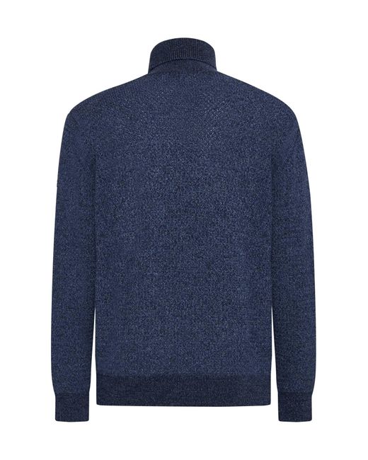 D 40 Blue Turtleneck Wool Sweater for men