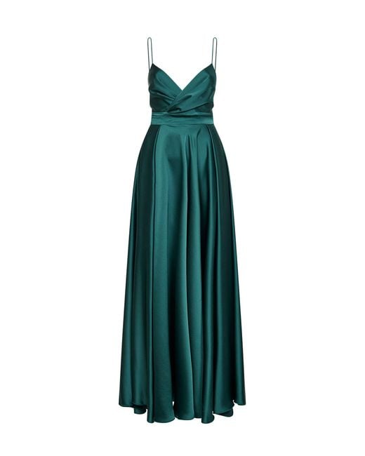 Blanca Vita Green Malachite Satin Aldi Long Dress