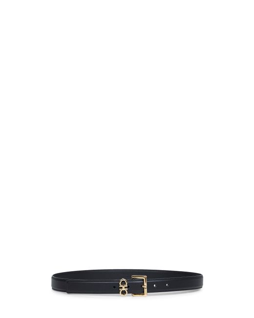 Ferragamo White Smooth Leather Double Gancini Belt