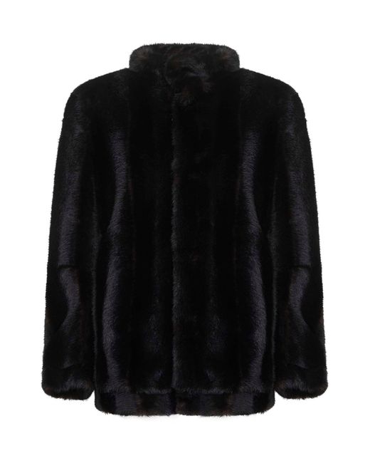 MM6 by Maison Margiela Black Faux Fur Jacket