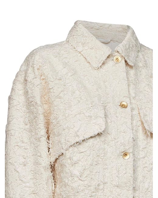 Brunello Cucinelli White Ivory Dyed Fuzzy Denim Jacket With Monili